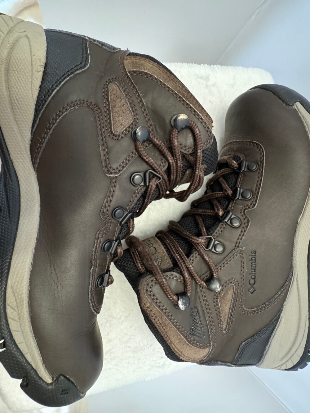 Columbia Newton Ridge Plus Women's 7 Waterproof Leather Hiking Boots Brown Snow - Picture 7 of 9